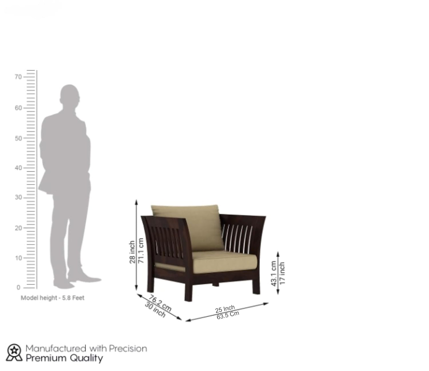 Modern Wooden Lounge Accent Chair with Cushioned Seat