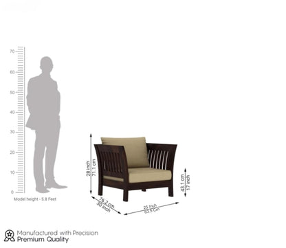 Modern Wooden Lounge Accent Chair with Cushioned Seat