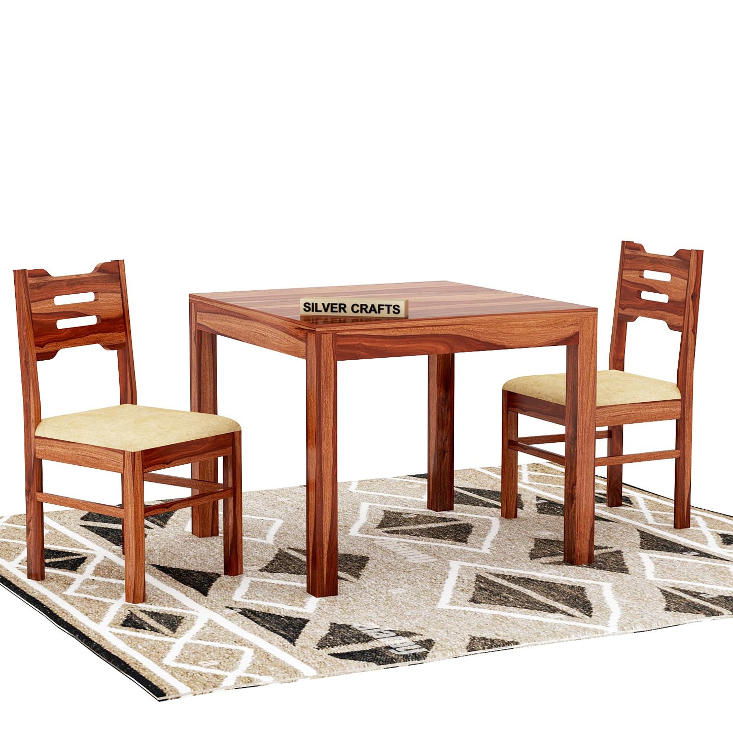 Solid Wood 2 Seater Dining Table Set with Chairs