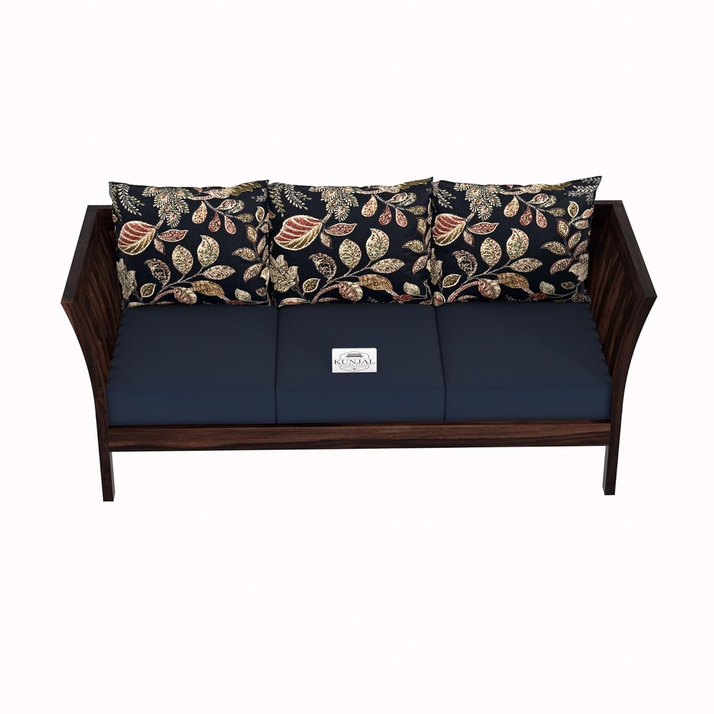 Solid Wood 3+1+1 Seater Sofa Set with Cushions