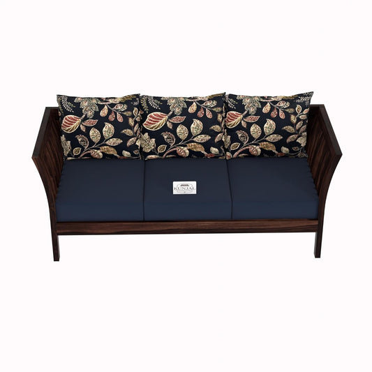 Solid Wood 3+1+1 Seater Sofa Set with Cushions