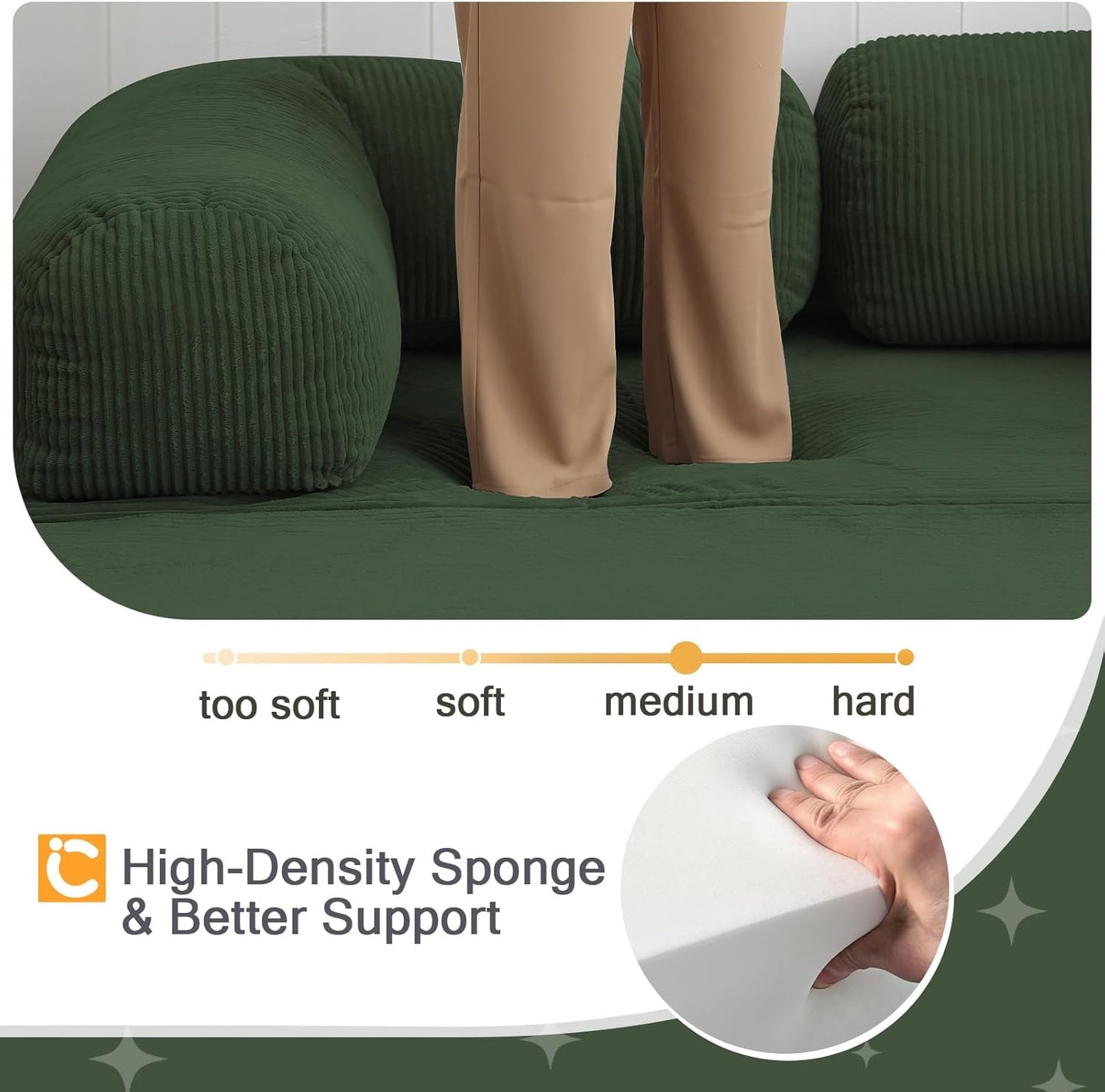 Convertible Folding Loveseat Sofa Bed Floor Couch Green