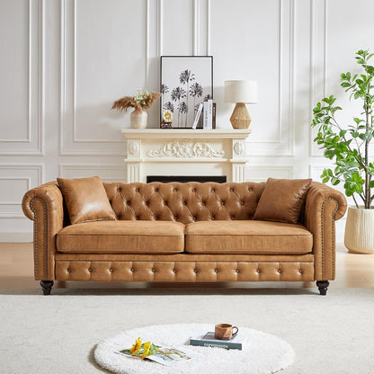 Luxury Chesterfield Style Leatherette Sofa Set (4 Seater + Loveseat)