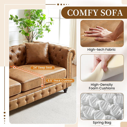 Luxury Chesterfield Style Leatherette Sofa Set (4 Seater + Loveseat)