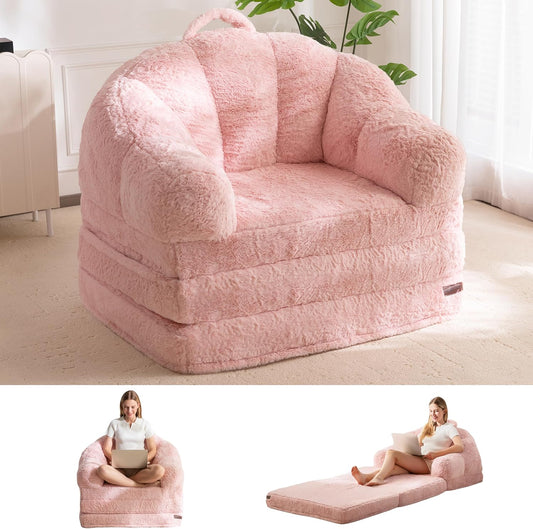 Foldable Plush Floor Sofa Bed Lounge Chair with Cushion