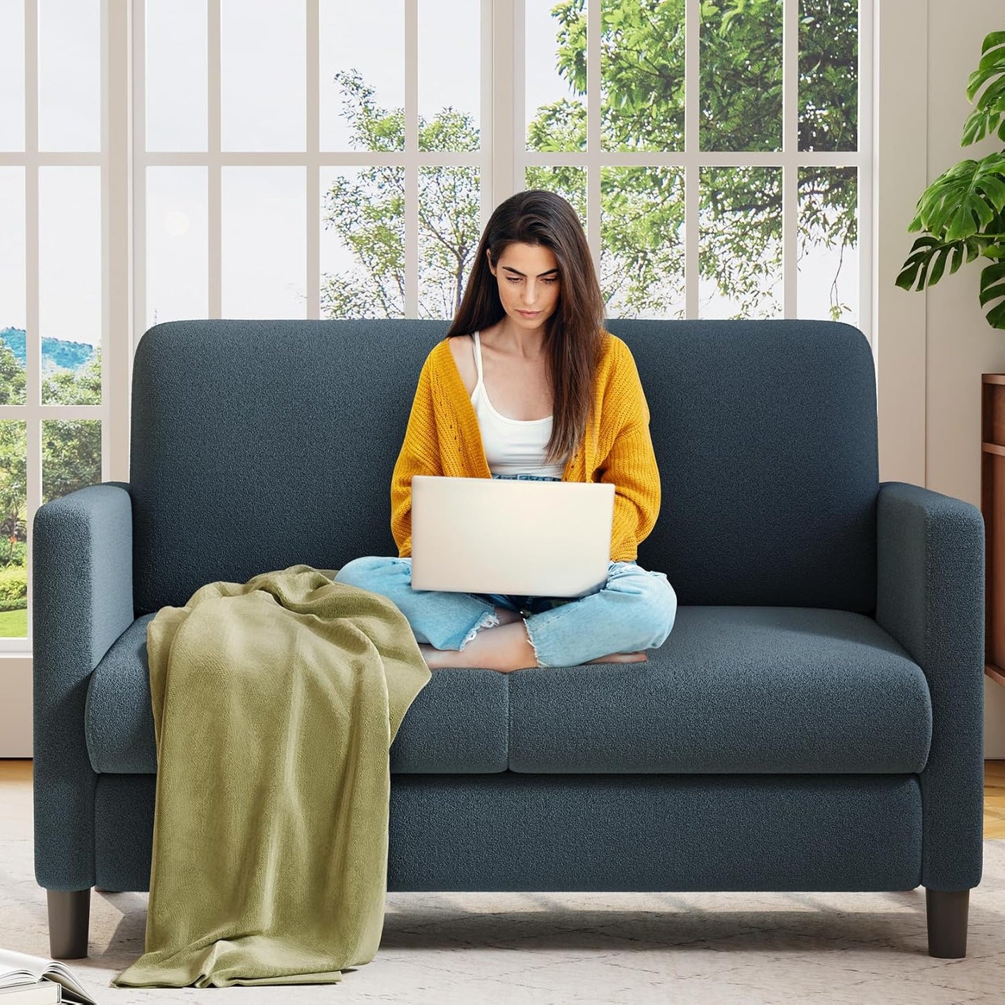 Modern Fabric 2 Seater Sofa | Compact Upholstered Loveseat