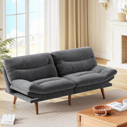 Adjustable Fabric 2 Seater Sofa Bed Futon Couch Gray