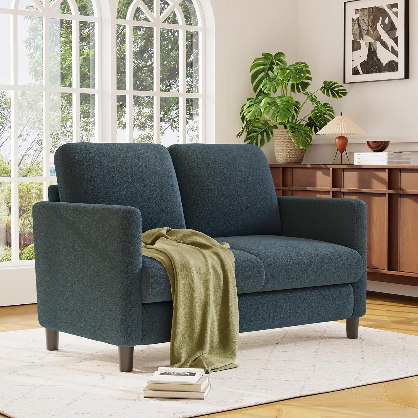 Modern Fabric 2 Seater Sofa | Compact Upholstered Loveseat