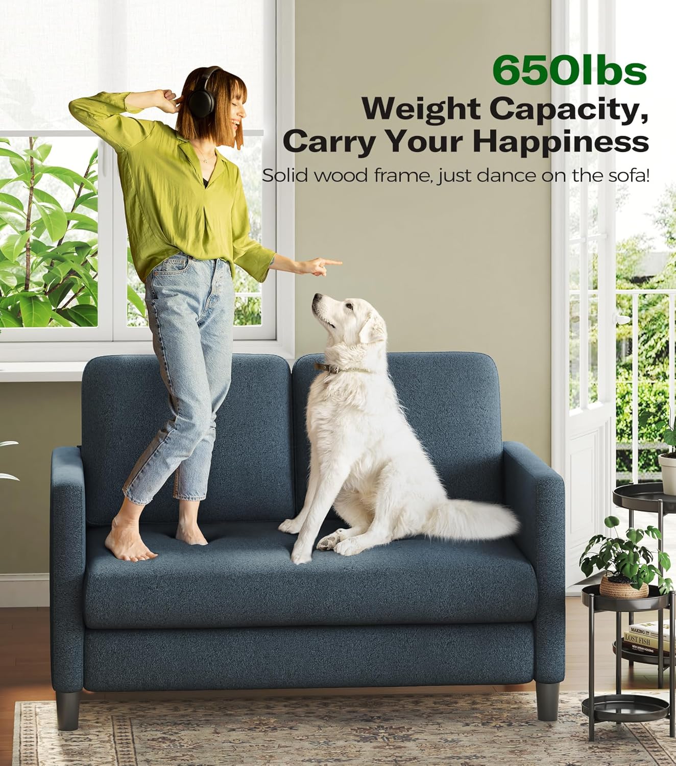Modern Fabric 2 Seater Sofa | Compact Upholstered Loveseat