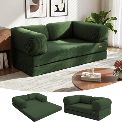 Convertible Folding Loveseat Sofa Bed Floor Couch Green