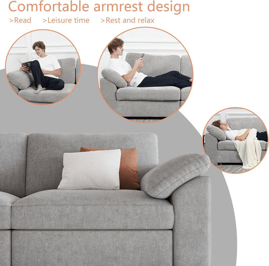 U Shape Modular Sectional Sofa with Ottoman Fabric Couch