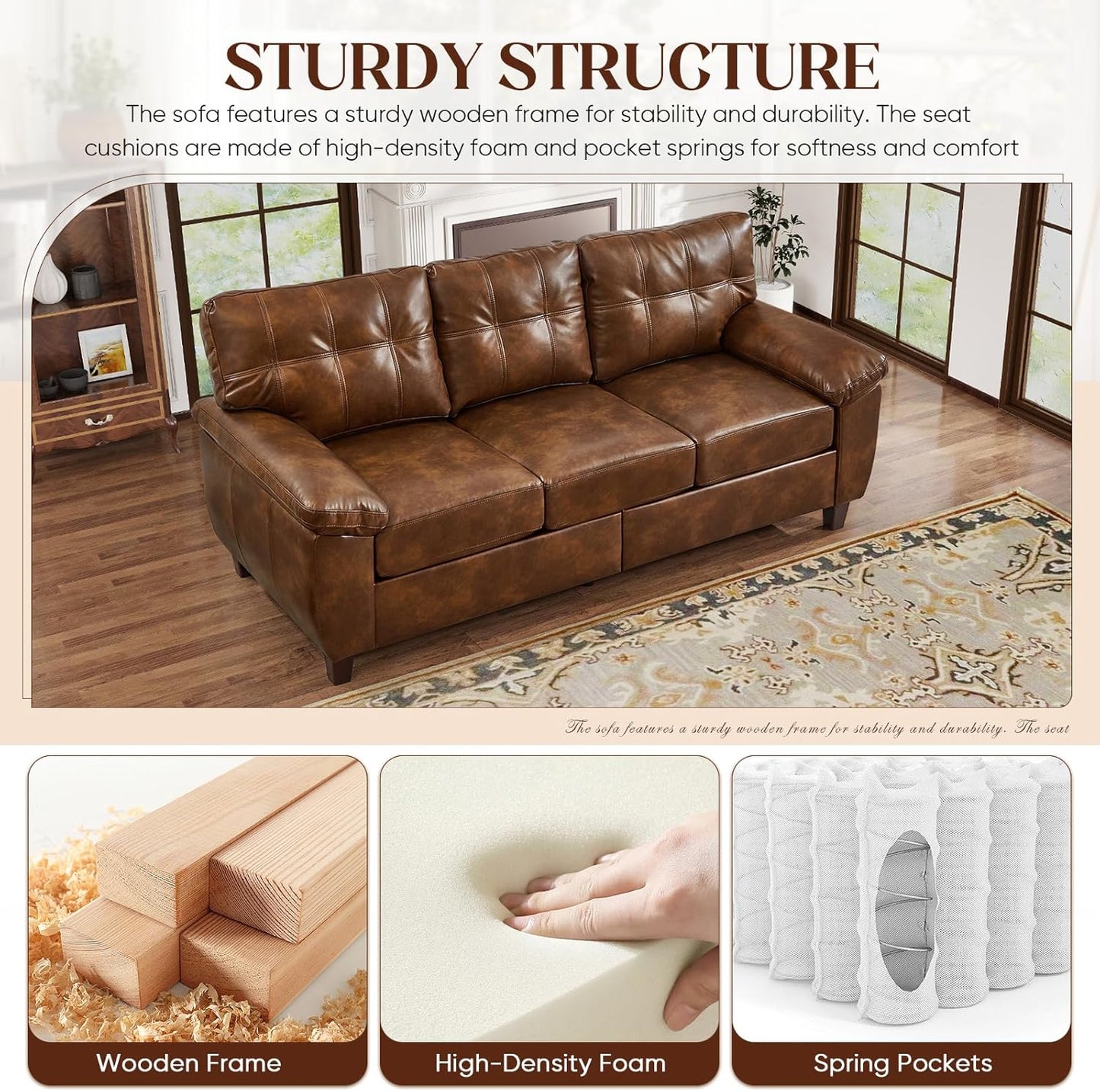 Leatherette 3 + 2 Seater Sofa Set Modern Living Room