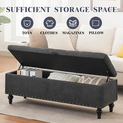 Classic Tufted Storage Bench with Nailhead Trim