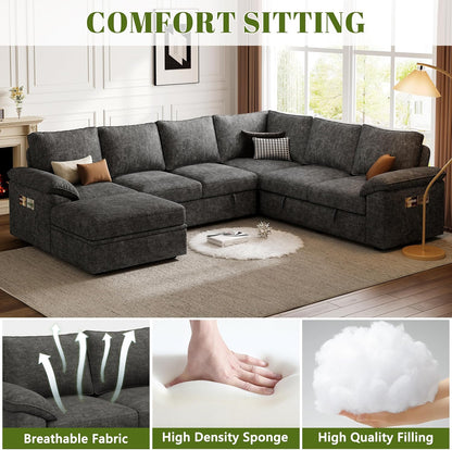 Modern L-Shape Sectional Sofa with Chaise Lounge